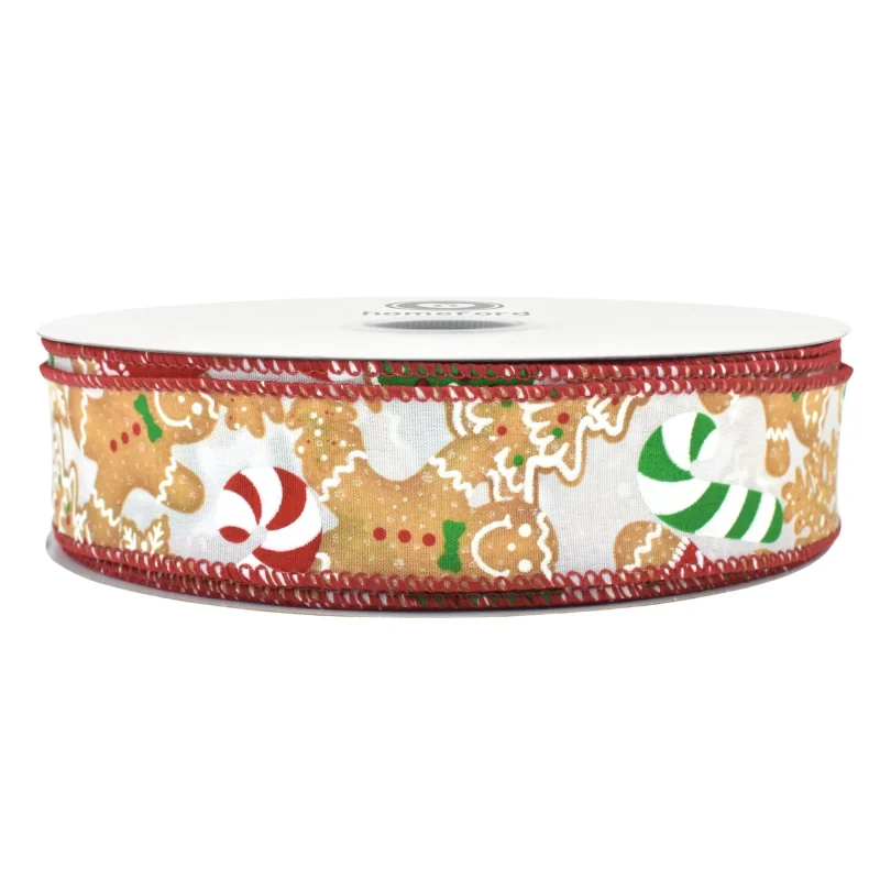 christmas satin wired candy cane ribbon 1 5 x 50yd