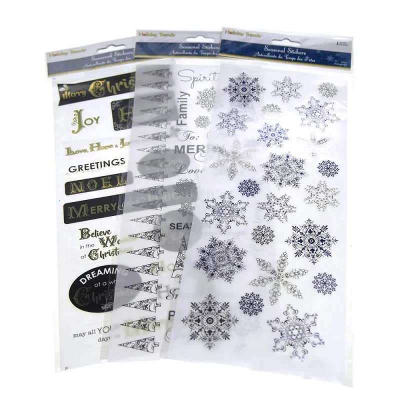 christmas seal stickers assorted colors 3 pack