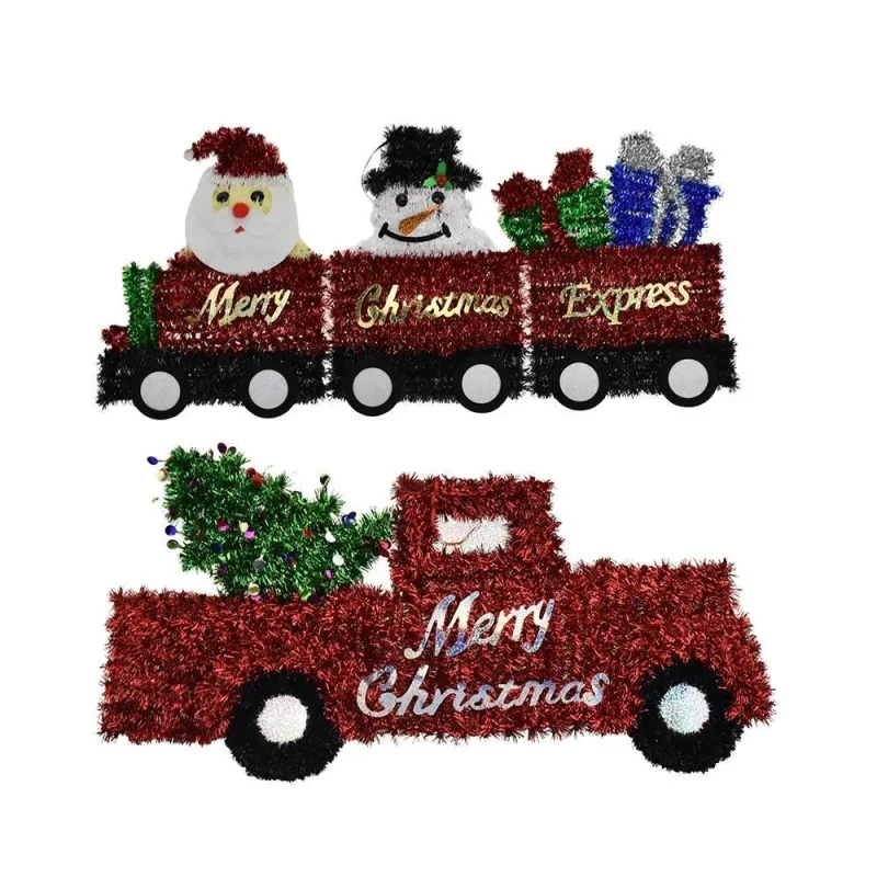 christmas truck train tinsel decor set 25 2 piece