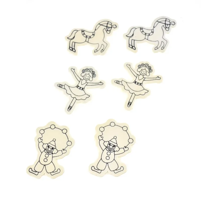 circus performer wooden cut outs ivory 6 piece set