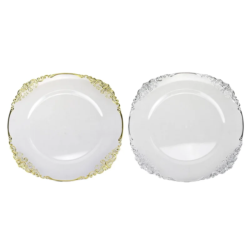 clear 14 baroque edge plastic charger plate