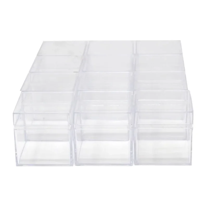 clear 2 inch square plastic box set with lids 12 pack