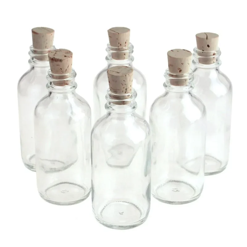 clear glass boston corked jars 3 5 inch 6 pack