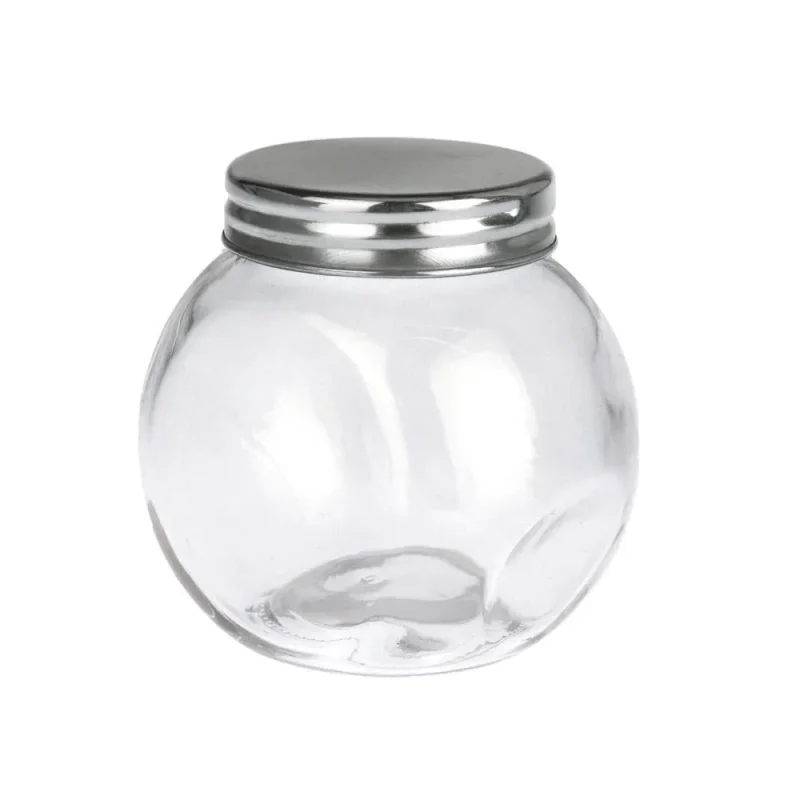 clear glass candy jar w silver lid 3