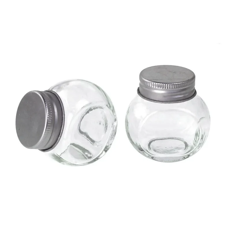 clear glass candy jars silver tilted lids 2 x 12 pack