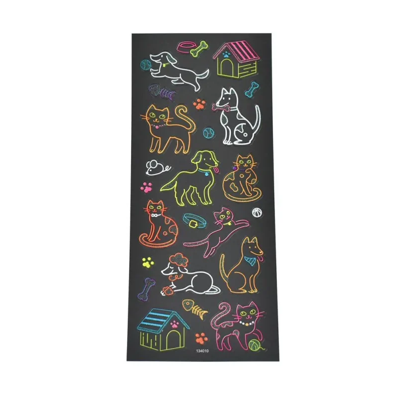 clear glitter neon cat dog stickers 25 pack