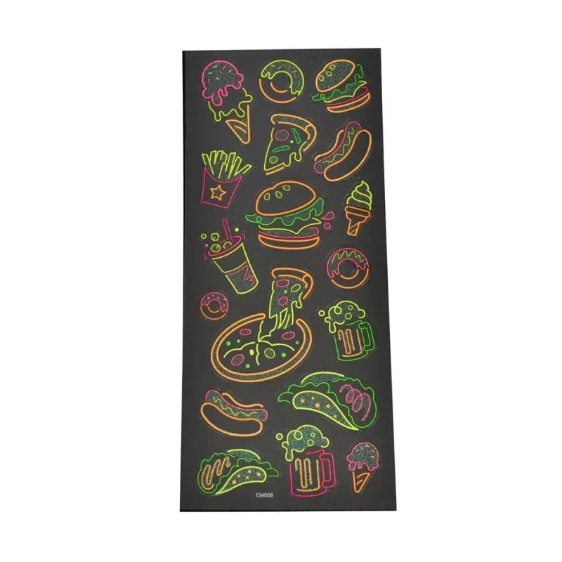 clear glitter neon fast food stickers 18 pack