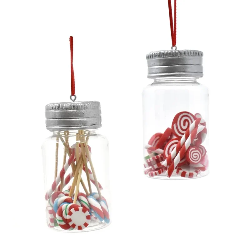 clear hanging candy jar ornament 3 5 inch set of 2