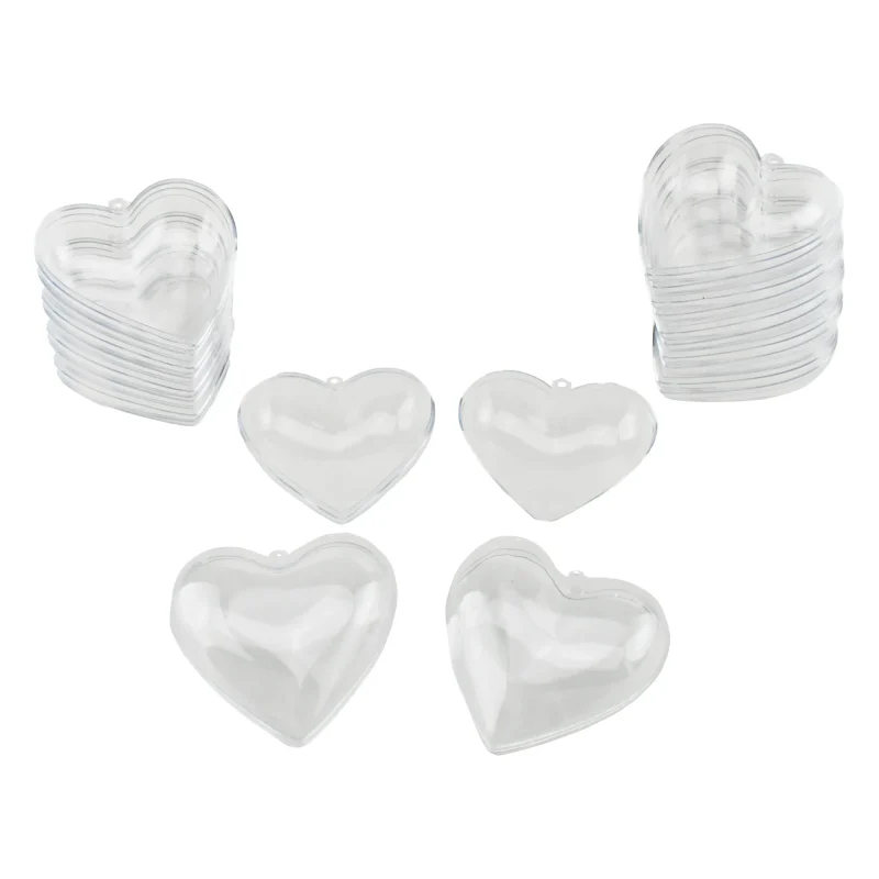 clear heart ornaments 3 25 inch 12 pack fillable plastic