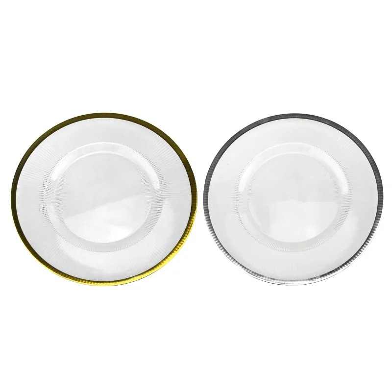 clear plastic charger plate 12 3 4 inch ribbed round design