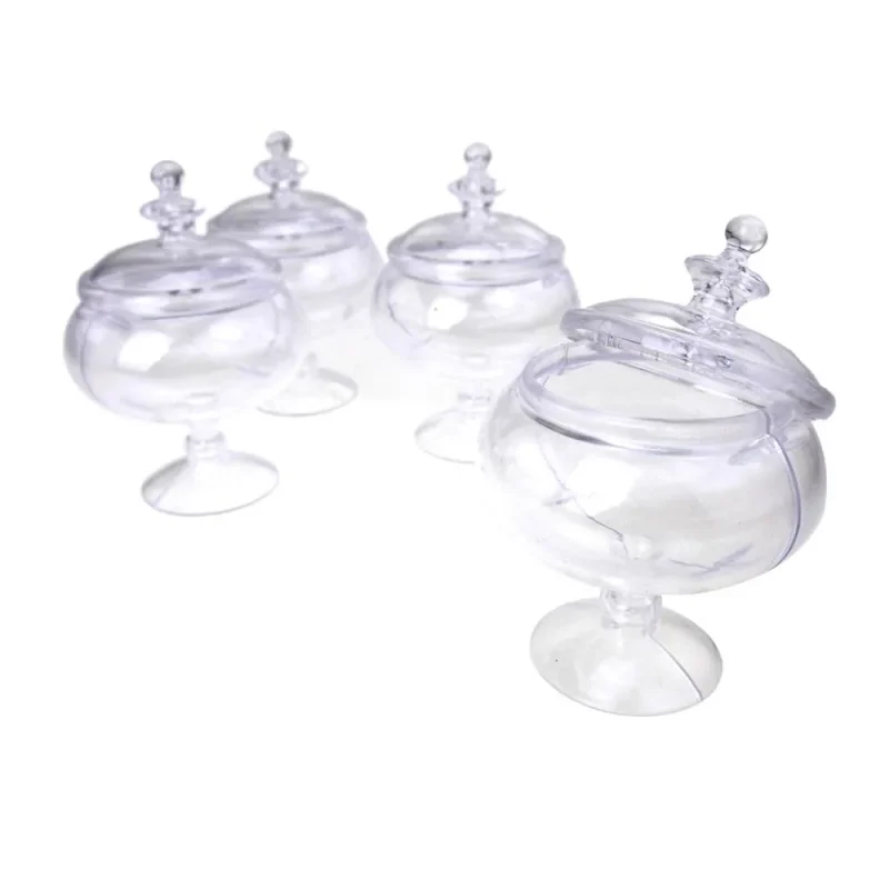 clear round plastic candy jars 2 5 x 4 12 pack party favor