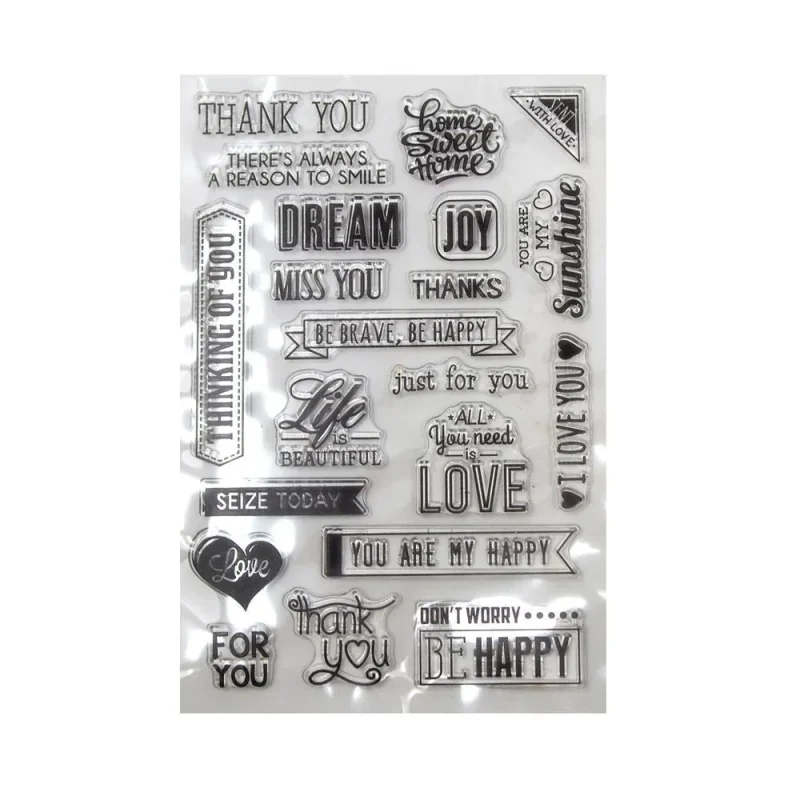 clear silicone stamps 21 count thank you sentiments