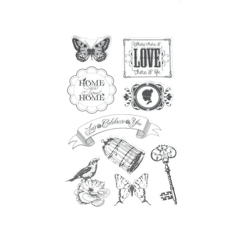 clear silicone stamps home sweet home set 9 pieces