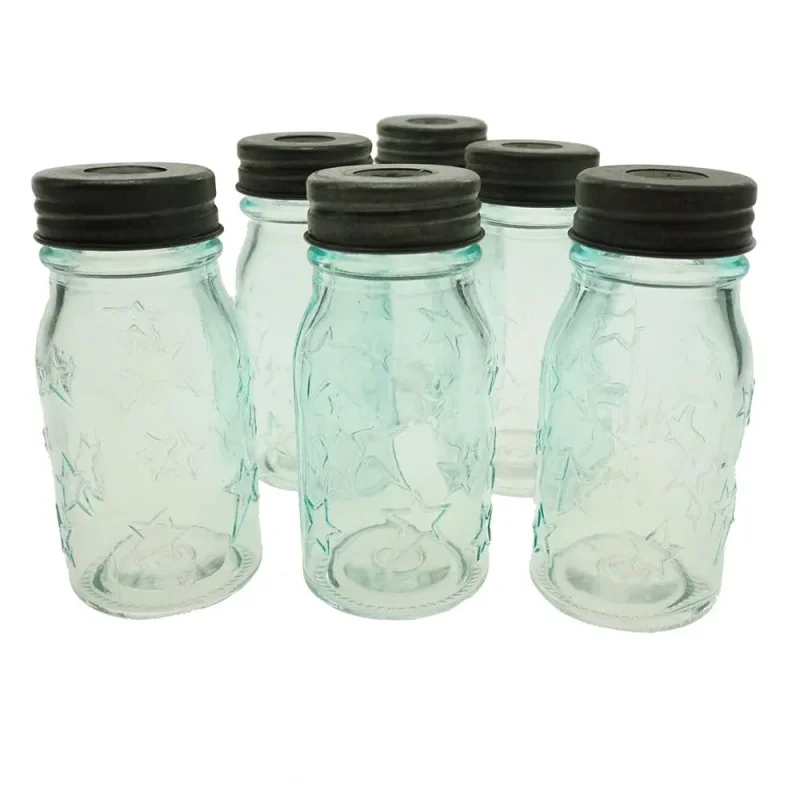 clear star print glass mason jars blue 3 5 6 pack