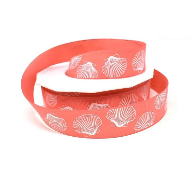 coastal white seashell grosgrain ribbon 7 8 x 20yd coral finish