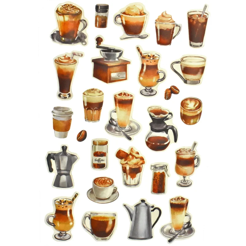 coffee drinks 3d puffy stickers 26 piece 1 25 inch