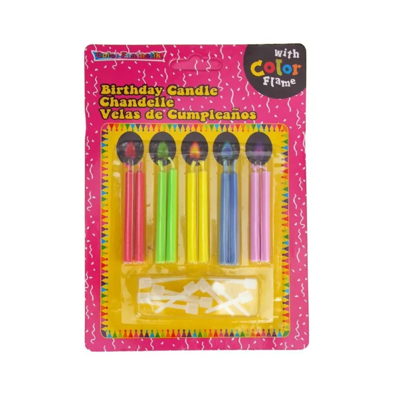 color flame birthday candles 2 inch 10 pack