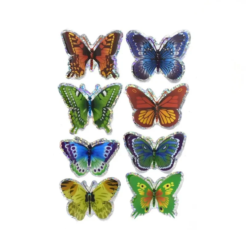 colorful 3d foil butterfly stickers 8 pack