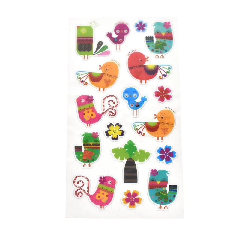 colorful birdie epoxy stickers set 17 piece