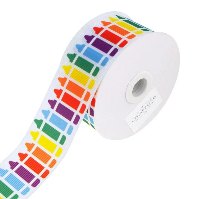 colorful crayon grosgrain ribbon 1 5 x 3 yards