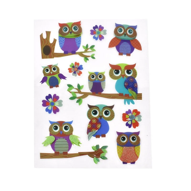 colorful glitter owl stickers set of 11