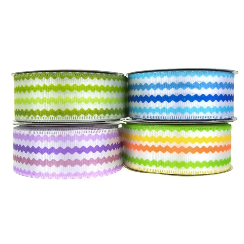 colorful ric rac striped wired ribbon 1 5 inch 10yd