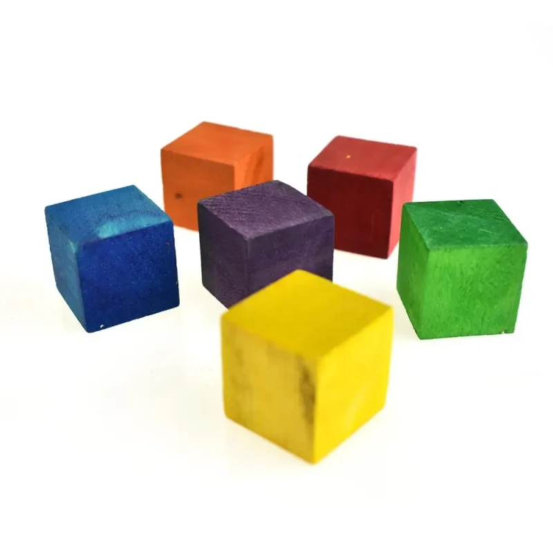 colorful wooden cube blocks 1 inch 6 pack