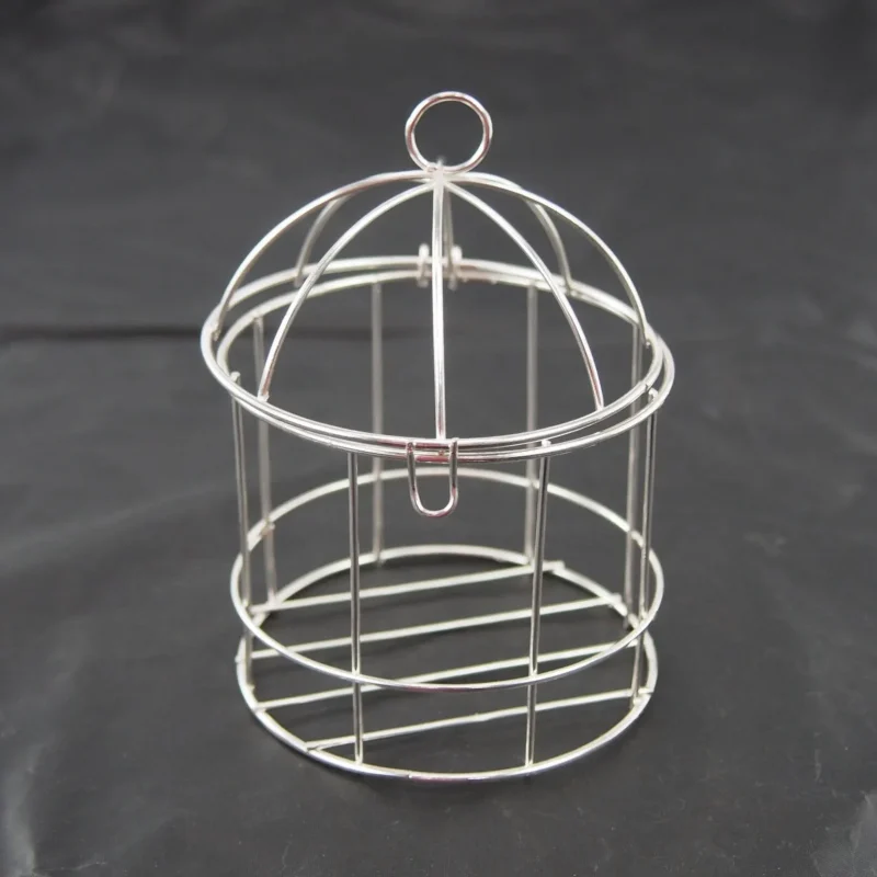 compact silver mini bird cage 4 inch