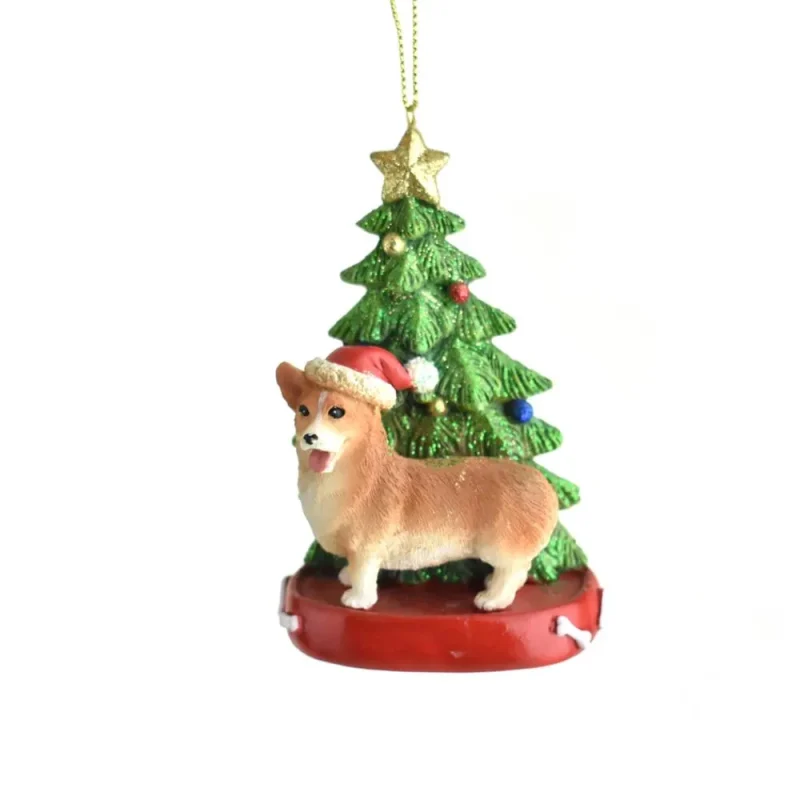 corgi santa hat christmas tree ornament 4 25 inch