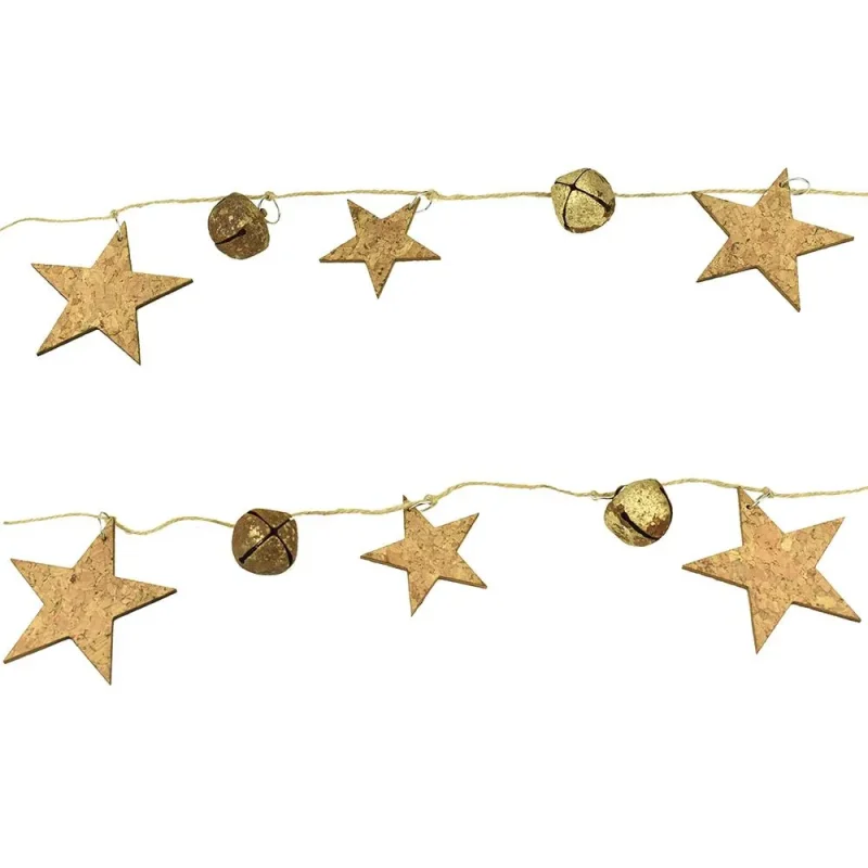 cork star rustic bell 5ft garland