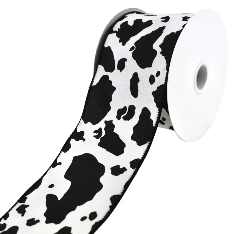 cow print wired ribbon 2 5 inch x 10 yards