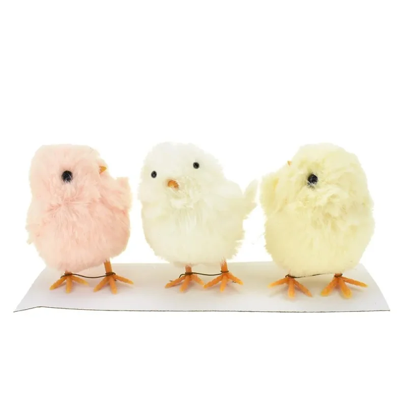 cozy 3 inch fluffy chick decor 3 piece set