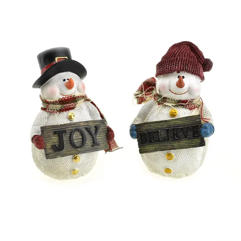 cozy 6 inch snowman christmas decoration set 2 piece