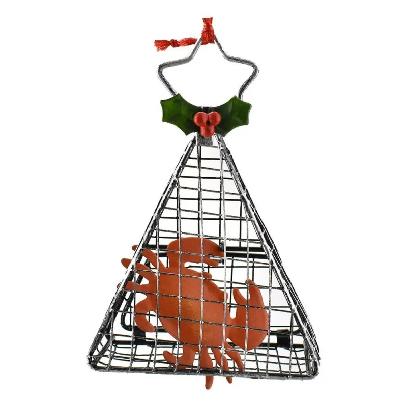 crab christmas ornament 4 inch wired cage design