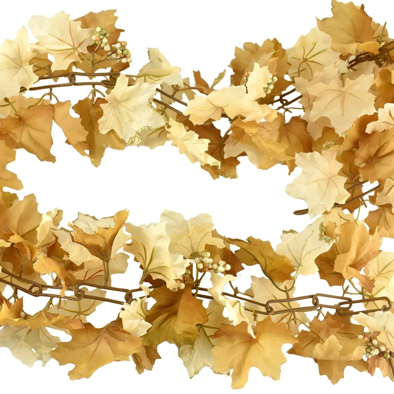 cream glitter maple leaf garland 6ft