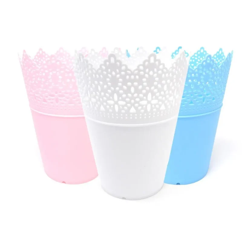 crochet plastic bucket party favors 7 5 diameter 12 pack