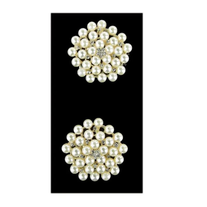 crystal pearl cluster brooch set white 1 75 inch 2 pack