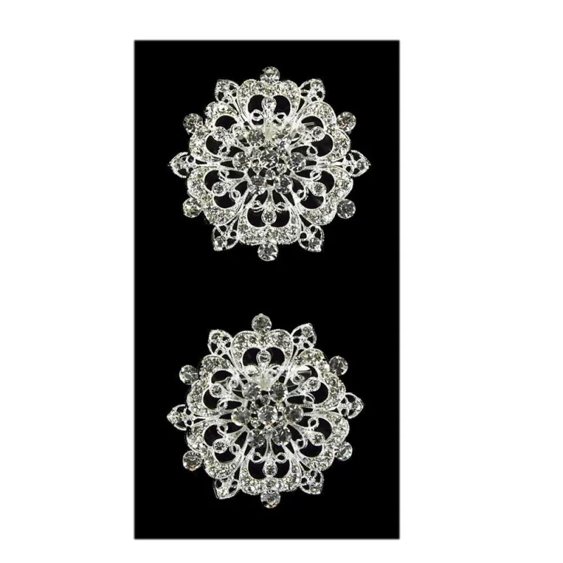 crystal rhinestone heart brooches silver 2 pack 2 5 inches