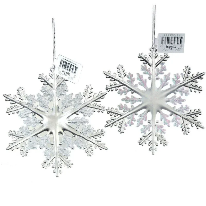 crystal snowflake ornaments 6 inch 2 pack clear blue