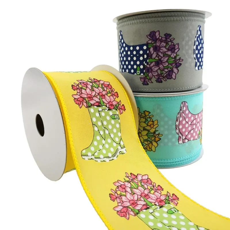 daffodil rain boots satin ribbon 2 5 inch 10 yards