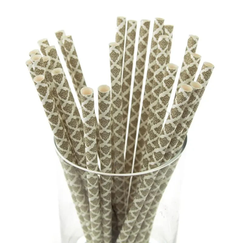 damask patterned paper straws 7 3 4 inches 25 pcs