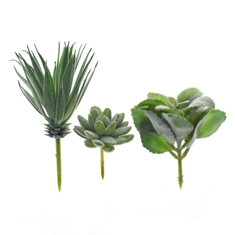 dark green succulent flower picks set of 3