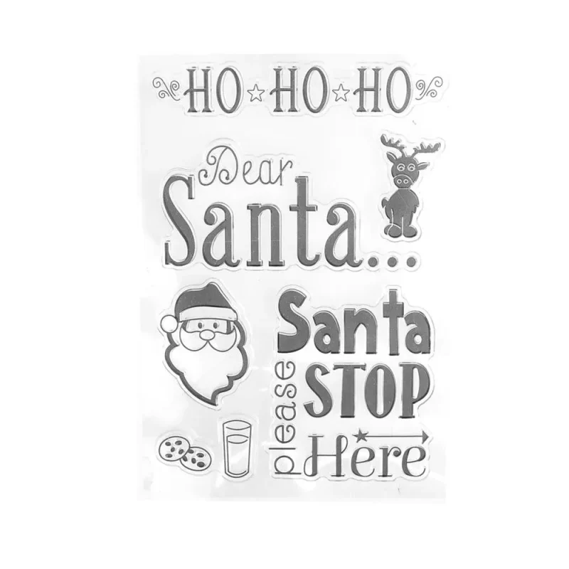 dear santa stop here holiday clear stamps 6 piece set