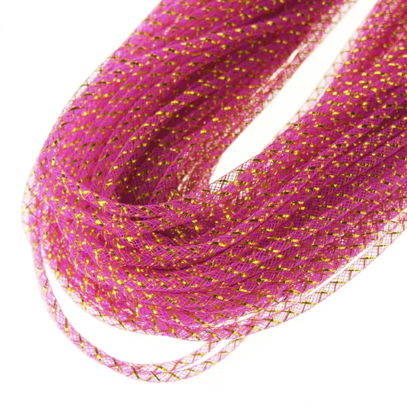 decoflex mesh ribbon 4mm 50yd hot pink gold