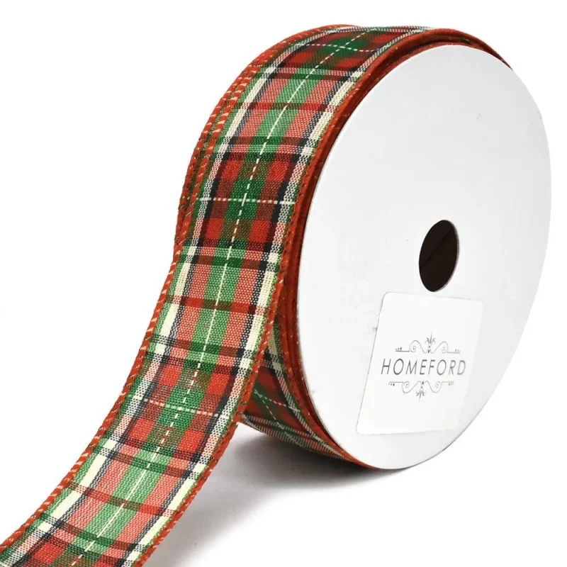 denver plaid polyester christmas ribbon 1 5 inch x 25 yard