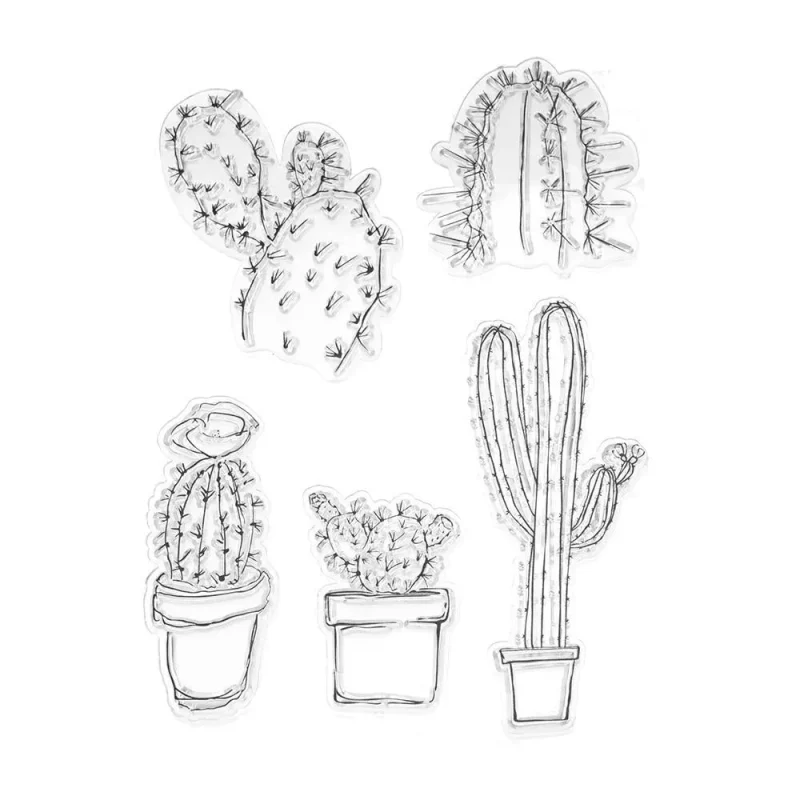 desert cactus silicone clear stamps set 5pcs