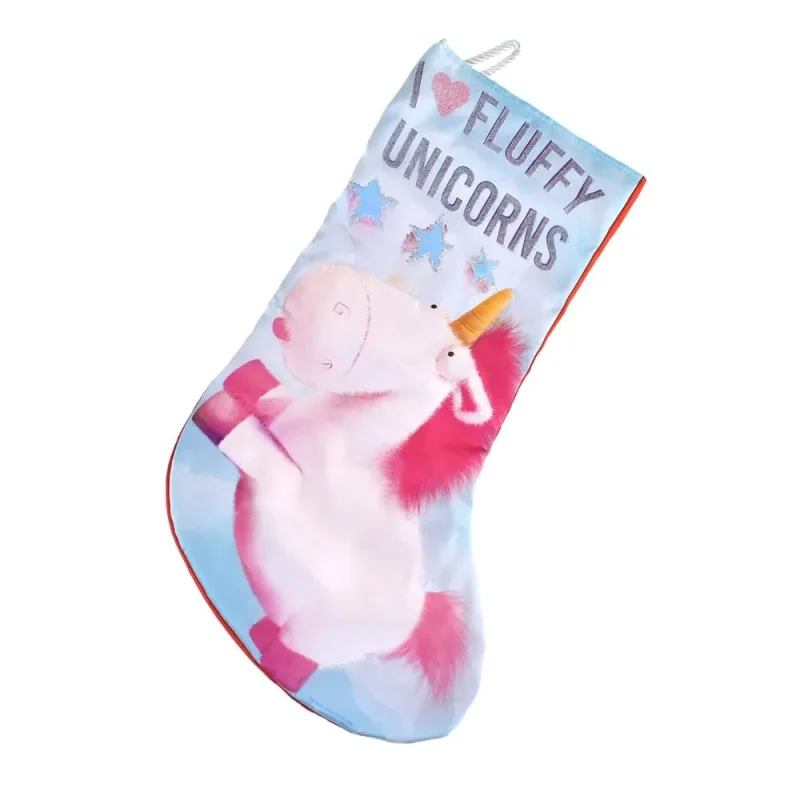 despicable me fluffy unicorn christmas stocking light blue 17 5