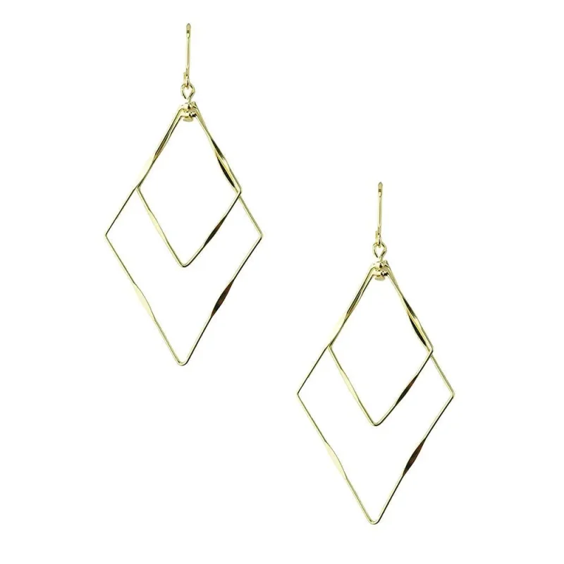 diamond geometric drop earrings 2 inch dangle