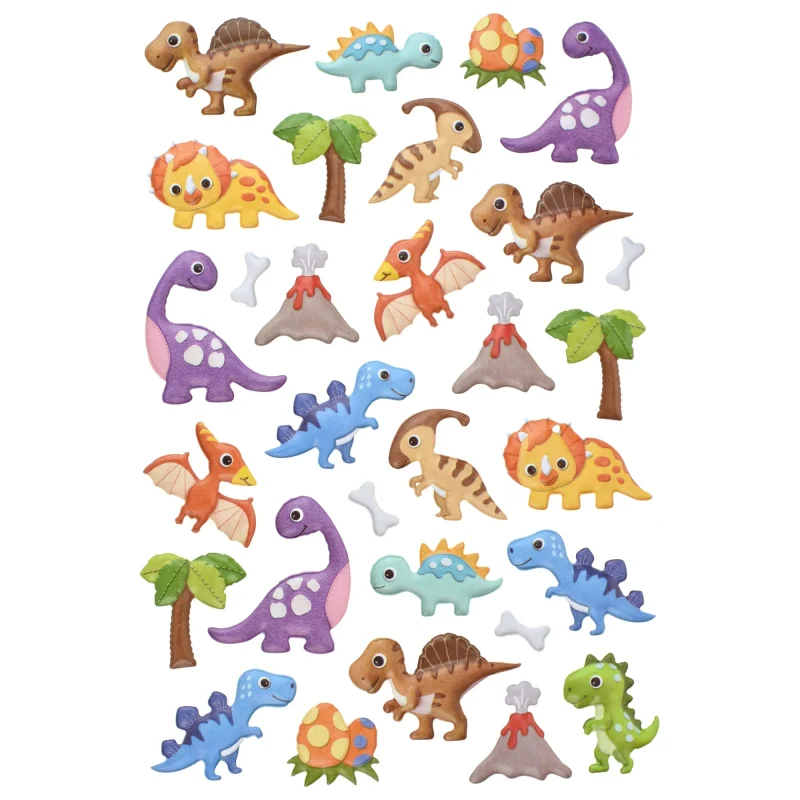 dinosaur 3d puffy stickers 1 75 inch 30 pack