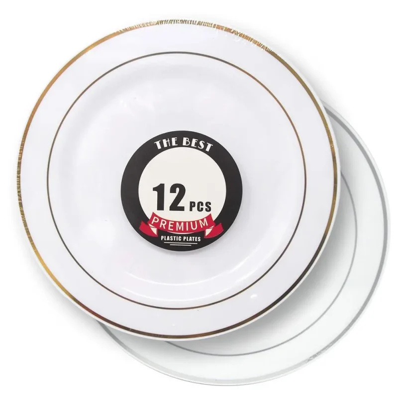 disposable plastic plates 10 5 inch 12 pack with stamping ring